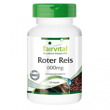 Fairvital Roter Reis 600 mg mit Monacolin K 18 mg 120 vegetarische Kapseln Monascus purpureus - 1